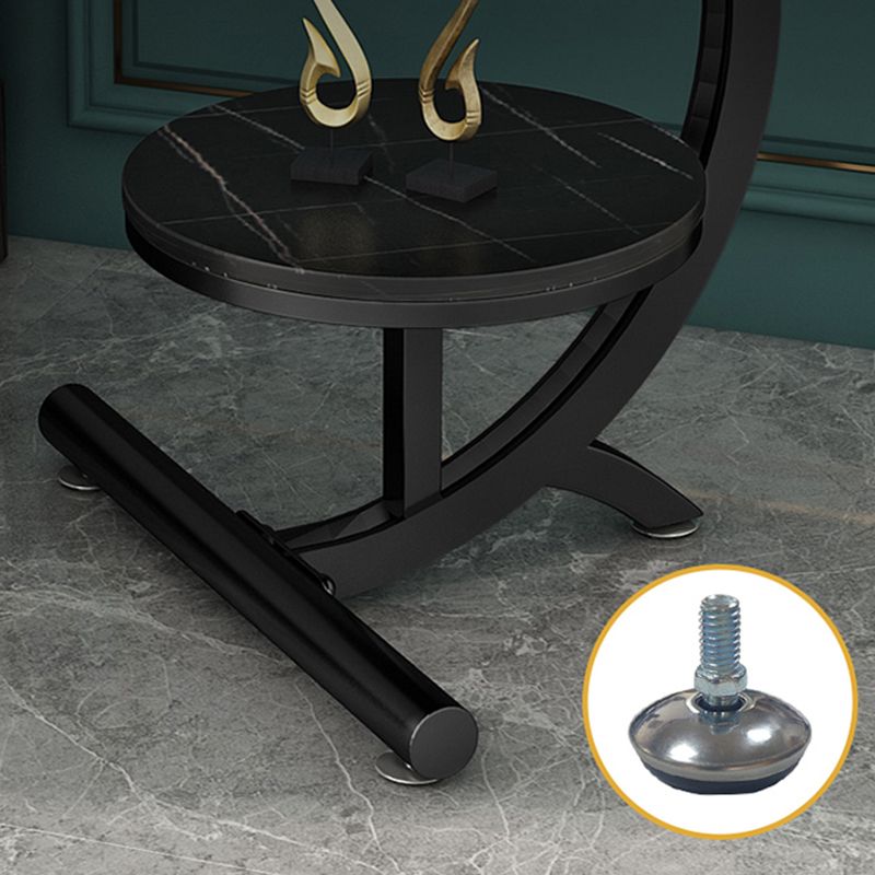 Pedestal End Table Contemporary Style 23.62" Faux Marble/ Stone Top Side Table with Shelf Clearhalo 'Coffee & Accent Tables' 'End & Side Tables' 'end_side_table' 'end_side_tables' 'furn' 'furn_end_side_tables' 'Furniture' 'furniture_end_side_table' 'Living Room Furniture' 1200x1200_c6052e54-fdd8-4c26-9153-f734b6ebef6c