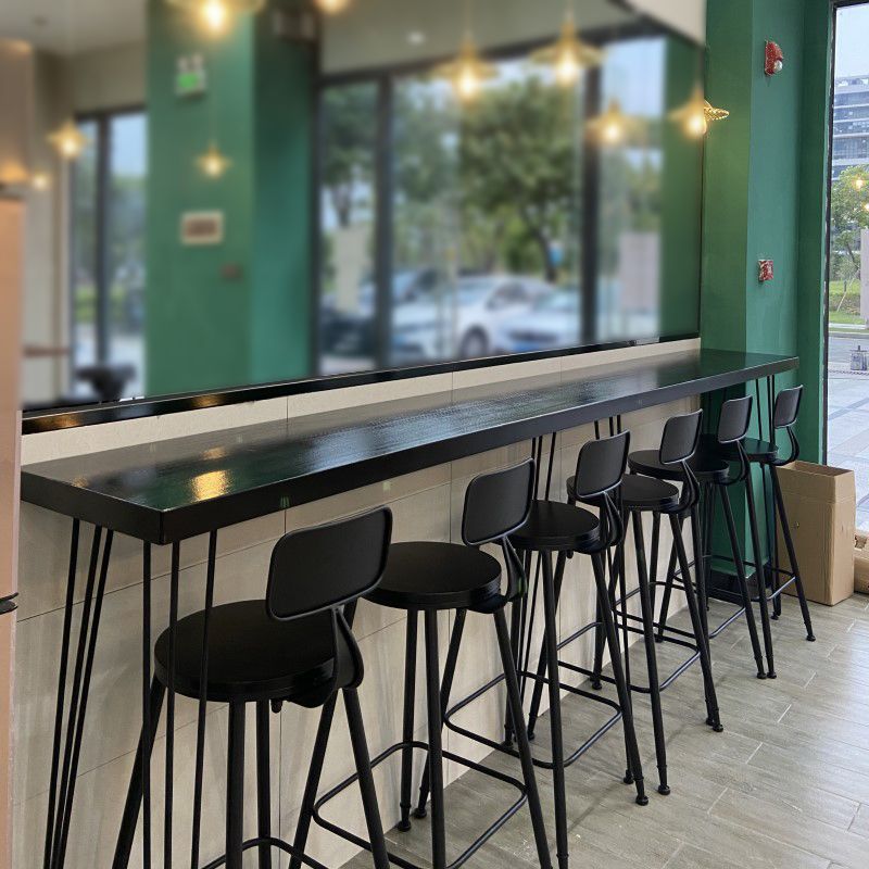 Solid Wood Counter Table with Rectangle Table Top Black Legs Table - 41.3" H Clearhalo 'Bar Furniture' 'Bar Tables' 'bar_tables' 'furn' 'furn_bar_tables' 'Furniture' 'furniture_bar_tables' 'Kitchen & Dining Furniture' 1200x1200_c6059ab1-6fc2-447f-9b58-06f5089f3416