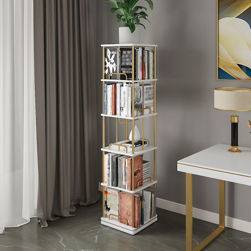 Glam Open Etagere Bookshelf Iron Frame Rubber Wood Shelf Bookshelf Clearhalo 'Bookcases' 'furn' 'furn_bookcases' 'Furniture' 'furniture_bookcases' 'kitchen' 'kitchen_bookcases' 'Living Room Furniture' 'Office Furniture' 1200x1200_c60844b5-0ebc-4633-8749-7f26dc79baa8