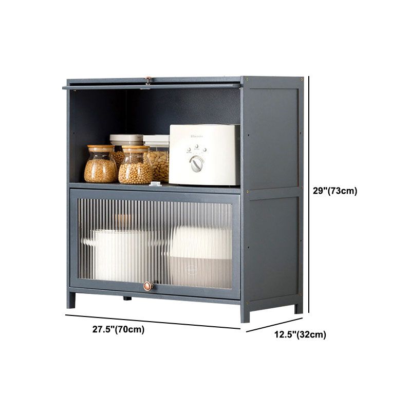 Puertas de vidrio gris Servidor de comedor Servidor de bambú contemporáneo para cocina