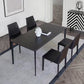 Table à manger en pierre moderne médiévale, 4 pieds noirs, pour salle à manger