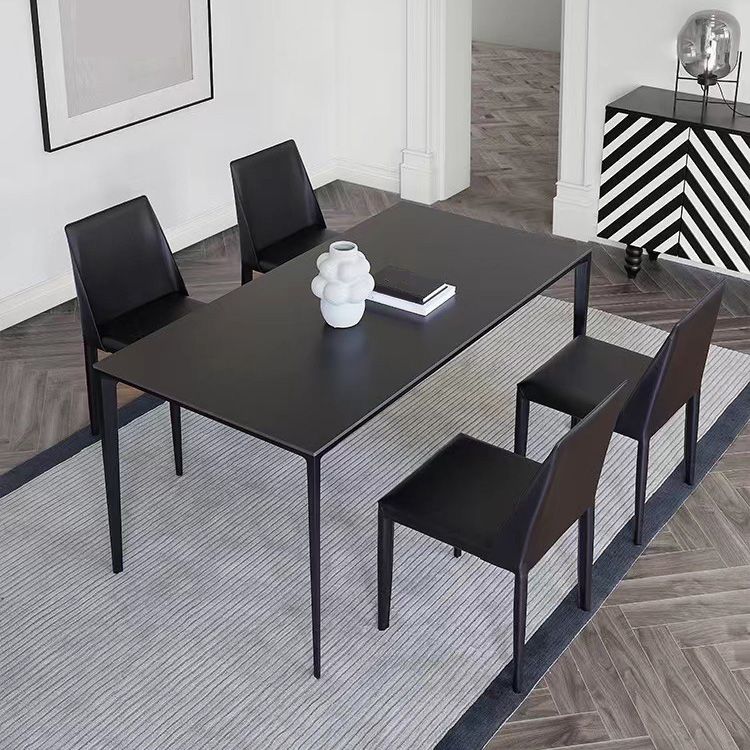 Table à manger en pierre moderne médiévale, 4 pieds noirs, pour salle à manger