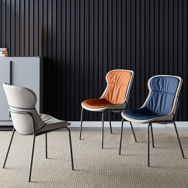 Leather Side Dining Chairs Modern Upholstered Wingback Side Chair with Metal Legs Clearhalo ' kitchen&dining_furn' 'Dining Chairs' 'Dining Tables & Seating' 'dining_chair' 'furn' 'furn_dining_chair' 'Furniture' 'furniture_dining_chair' 'Kitchen & Dining Furniture' 'kitchen' 1200x1200_c60d7a18-c275-45b5-80d1-edf48a74acc7