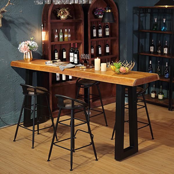 Modern Rectangle Counter Height Table Solid Wood and Metal Counter Wine Table Clearhalo 'Bar Furniture' 'Bar Tables' 'bar_tables' 'furn' 'furn_bar_tables' 'Furniture' 'Kitchen & Dining Furniture' 1200x1200_c60f9d6d-242c-43f7-91fe-56957a67d86e