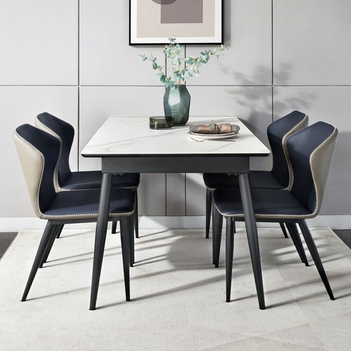 Modern Style Kitchen Sintered Stone Dining Set with Drop Leaf Dining Room Table Set Clearhalo 'Dining Room Sets' 'Dining Tables & Seating' 'dining_room_set' 'furn' 'furn_dining_room_set' 'Furniture' 'furniture_dining_room_set' 'Kitchen & Dining Furniture' 'kitchen&dining_furn' 'kitchen' 1200x1200_c610f792-6233-4b66-851e-a93f12152de9