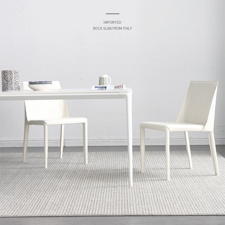 Modern White Sintered Stone Dining Set Standard Rectangle Dining Table Set with 4 Legs Base Clearhalo 'Dining Room Sets' 'Dining Tables & Seating' 'dining_room_set' 'Furniture' 'furniture_dining_room_set' 'Kitchen & Dining Furniture' 'kitchen&dining_furn' 'kitchen' 1200x1200_c6137610-f456-4d66-8473-76bf5230f63e