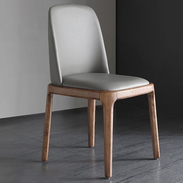 Scandinavian Armless Dining Chairs Ash Wood Frame Chair with Upholstered