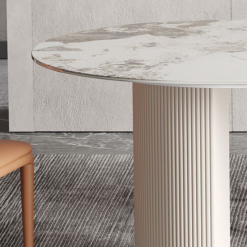 Glam Oval Dining Table Sintered Stone Table with Metal Legs for Home Clearhalo 'Dining Tables & Seating' 'Dining Tables' 'dining_table' 'furn' 'furn_dining_table' 'Furniture' 'Kitchen & Dining Furniture' 1200x1200_c6148c7f-a4ca-43ed-add9-a6c696120eba