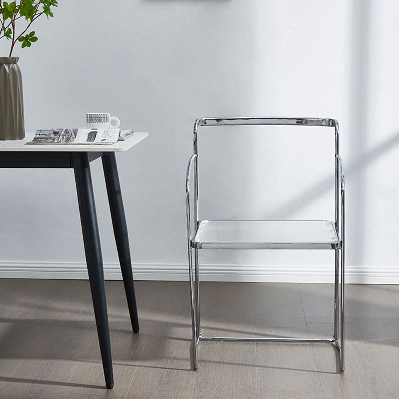 Sillas de comedor de cocina de metal silla lateral de comedor abierta en plata