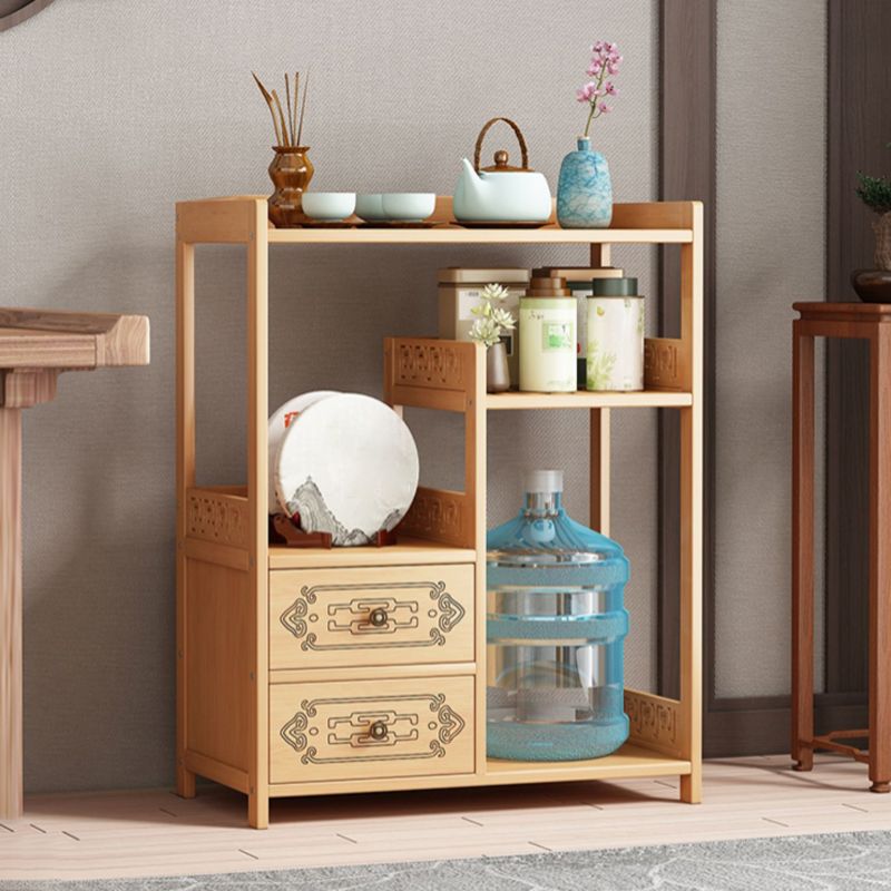 Tavolo in stile contemporaneo tavolino accento in legno a doppio livello con scaffale