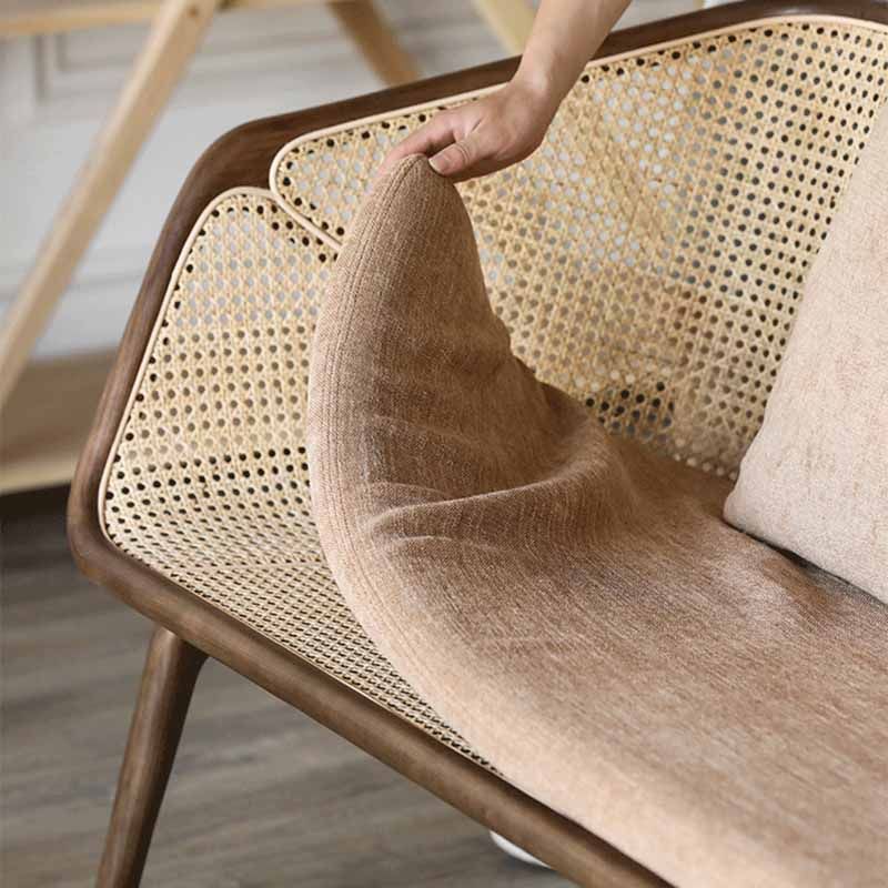 Rattan linnen bank 25.59 "Hoge hellende armbank met losse rug voor woonkamer