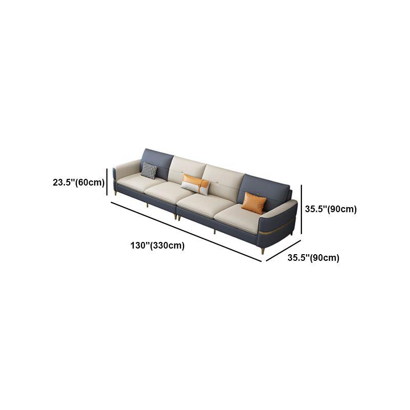 Sofá de brazo cuadrado de cuero de forma escandinava con 2 almohadas