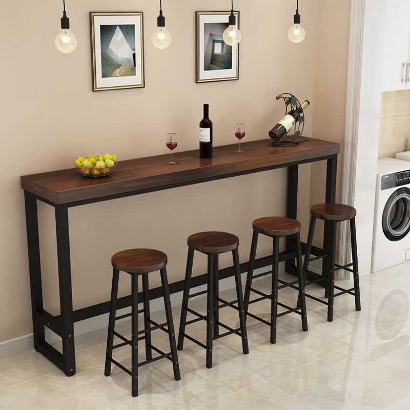 Iron Solid Wood Rectangular Table Industrial Style Home Bar Table Clearhalo 'Bar Furniture' 'Bar Tables' 'bar_tables' 'furn' 'furn_bar_tables' 'Furniture' 'Kitchen & Dining Furniture' 1200x1200_c618d528-1e7d-46e6-b6ee-5c1c84f4bc3b