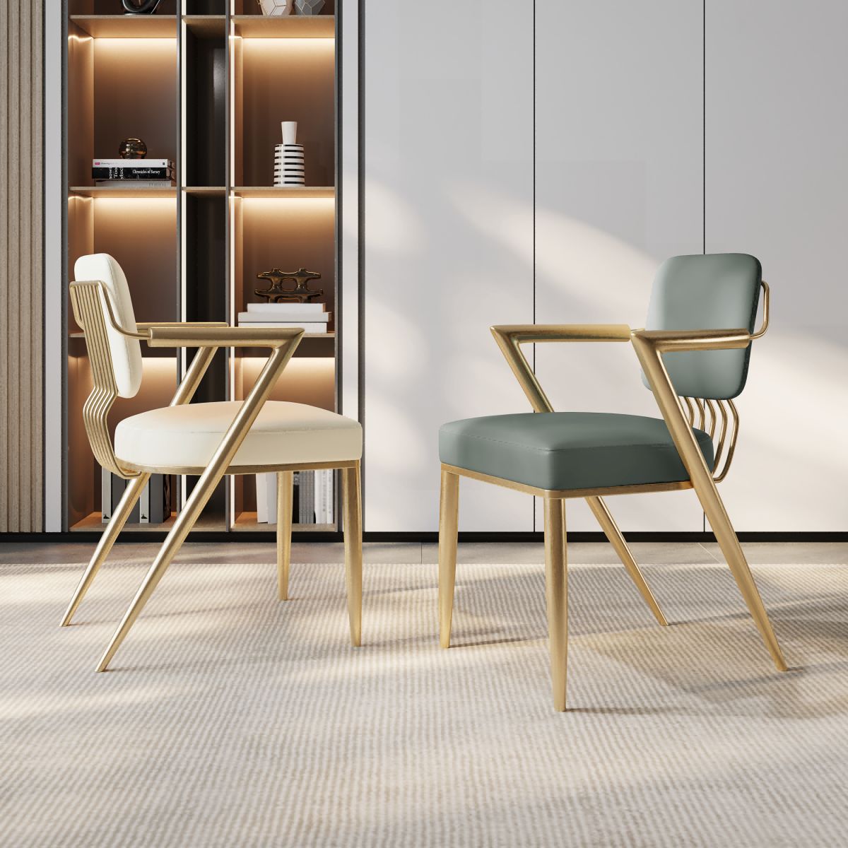 Scandinavian Style Arm Open Back Side Chairs Faux Leather Dining Chairs Clearhalo 'Dining Chairs' 'Dining Tables & Seating' 'dining_chair' 'furn' 'furn_dining_chair' 'Furniture' 'furniture_dining_chair' 'Kitchen & Dining Furniture' 1200x1200_c61969f6-a6d2-4780-bd3a-4eff62489e65