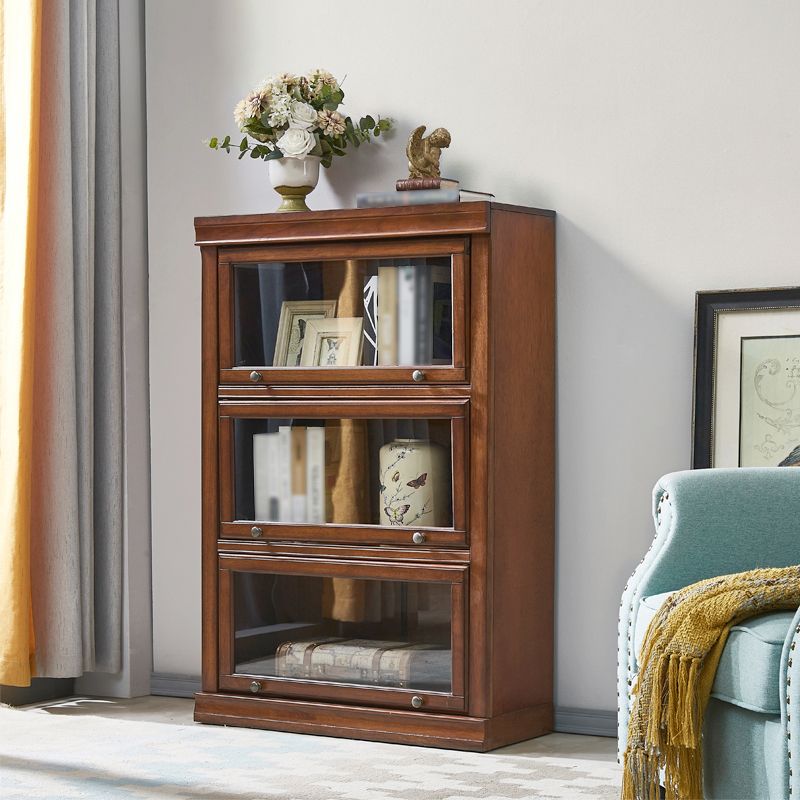 Contemporary Oak Wood Standard Bookcase Brown Shelf with Glass Doors Clearhalo 'Bookcases' 'furn' 'furn_bookcases' 'Furniture' 'furniture_bookcases' 'kitchen' 'kitchen_bookcases' 'Living Room Furniture' 'Office Furniture' 1200x1200_c61996b9-09d8-48b7-a68d-babd1bc3ecbb