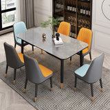 Traditional Luxury Dining Table Sintered Stone Table with 4 Black Legs for Dining Room Clearhalo ' dining_table' 'Dining Tables & Seating' 'Dining Tables' 'furn' 'furn_dining_table' 'Furniture' 'furniture_dining_table' 'Kitchen & Dining Furniture' 'kitchen&dining_furn' 'kitchen' 'kitchen_dining_table' 1200x1200_c61ac04d-a663-482d-b495-d848b14a6313