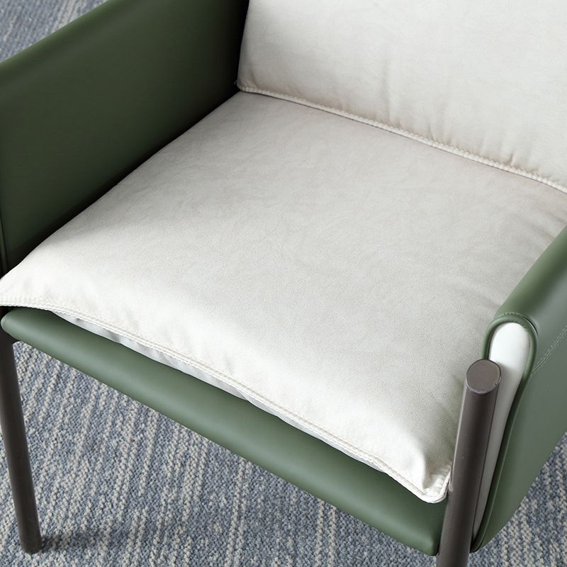 Contemporary Leather Curved and Fabric Chair Parsons Arm Chair for Home Clearhalo ' kitchen&dining_furn' 'Dining Chairs' 'Dining Tables & Seating' 'dining_chair' 'furn' 'furn_dining_chair' 'Furniture' 'furniture_dining_chair' 'Kitchen & Dining Furniture' 'kitchen' 1200x1200_c61d2a21-0c40-4fb5-82d6-8c47791fd36e