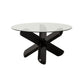 Round 1 Single Coffee Table Tempered Glass Top 3 Legs Wood Cocktail Table Clearhalo 'Coffee & Accent Tables' 'Coffee Tables' 'coffee_tables' 'furn' 'furn_coffee_tables' 'Furniture' 'Living Room Furniture' 1200x1200_c61dec28-6992-434b-b1e9-0df18b9e4bbc