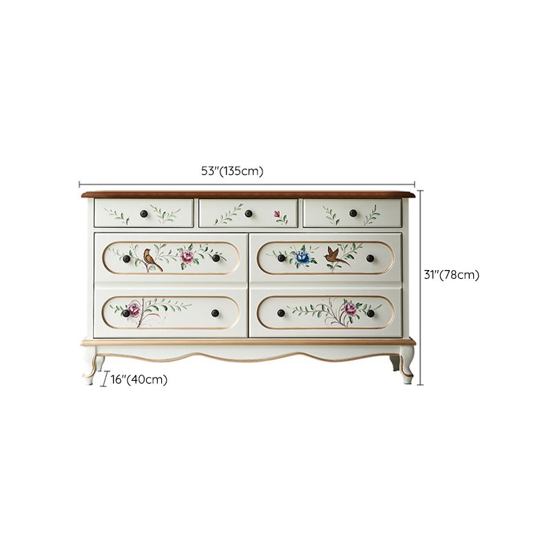 Tocador de cofre de almacenamiento tradicional estadounidense tocador de madera con cajones