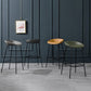 Modern Leather Counter Bar Stool Black Base Footrest Low Back Counter Stool