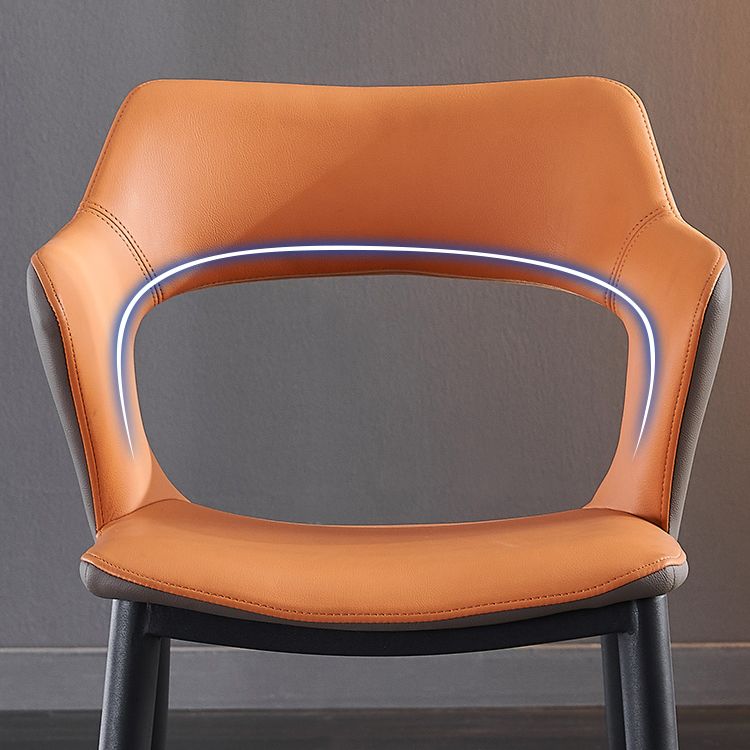 Industrial Design Faux Leather Dining Chairs Open Back Arm Dining Chairs Clearhalo ' kitchen&dining_furn' 'Dining Chairs' 'Dining Tables & Seating' 'dining_chair' 'furn' 'furn_dining_chair' 'Furniture' 'furniture_dining_chair' 'Kitchen & Dining Furniture' 'kitchen' 1200x1200_c625a5eb-fef6-48d3-95f5-5badac8a29f5