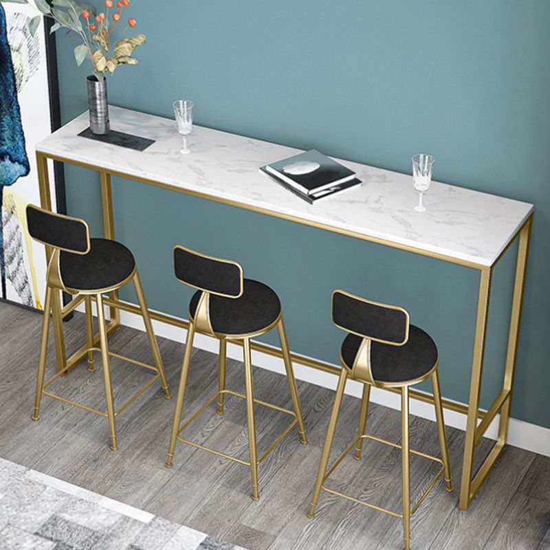 Scandinavian Style Counter Stool Velvet Round Bar Stool with Footrest