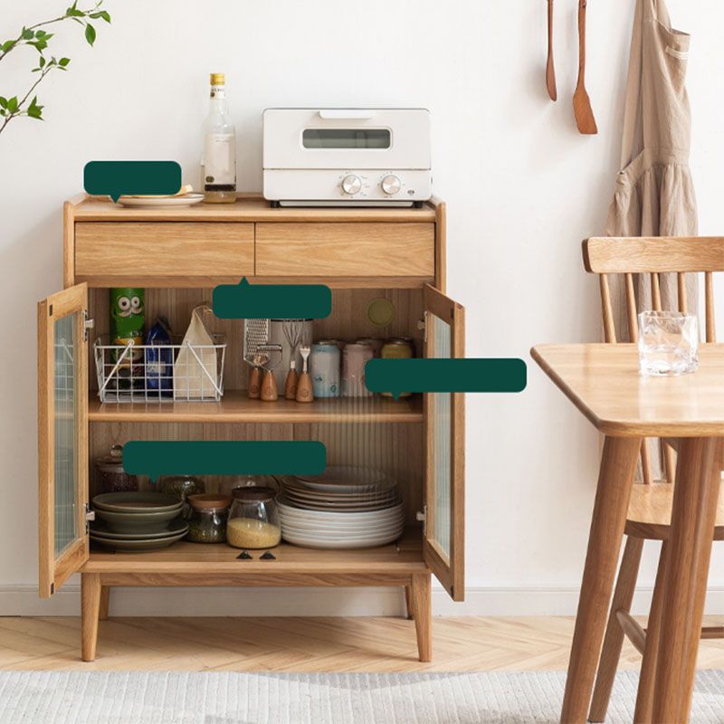 Modern Dining Server Oak Glass Doors Buffet Server for Dining Room Clearhalo 'buffet_sideboard' 'Buffets & Sideboards' 'furn' 'furn_buffet_sideboard' 'Furniture' 'Kitchen & Dining Furniture' 1200x1200_c6275d0d-6d92-47dd-a082-7d1ed97b1dc8