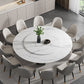 Mesa de comedor moderna con base de pedestal, mesa redonda con base de acero inoxidable
