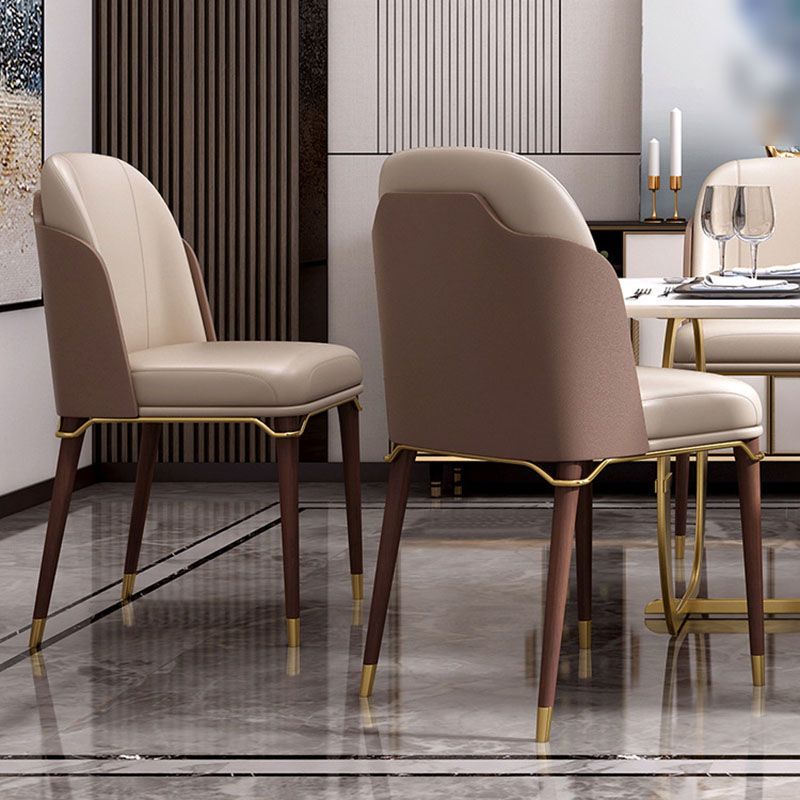 Scandinavian Style Leather Dining Chair for Home Armless Solid Back Chair Clearhalo 'Dining Chairs' 'Dining Tables & Seating' 'dining_chair' 'furn' 'furn_dining_chair' 'Furniture' 'Kitchen & Dining Furniture' 1200x1200_c629f8b5-f427-4278-9dc9-d2a3f84f3563