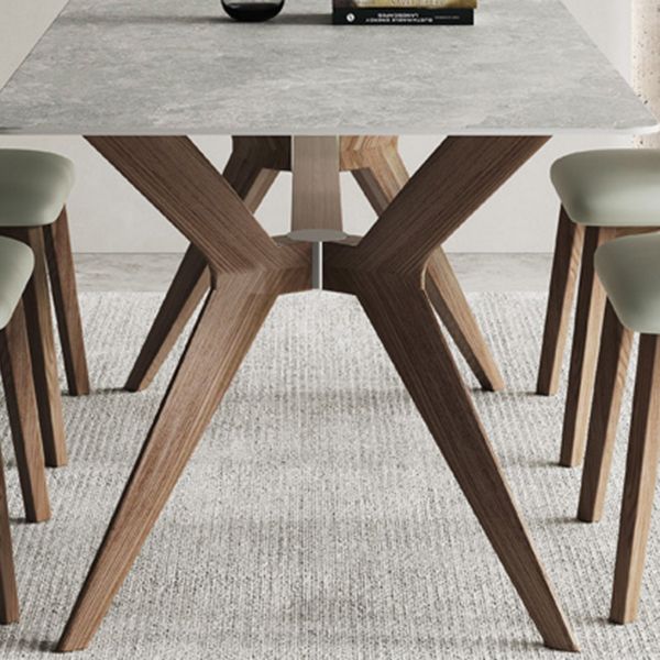 Estilo contemporáneo 1/2/5 Piezas Sillas de comedor Conjunta muebles de piedra rectangulares en gris