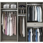 Engineered Wood Armoire Modern Mirrored Grey Wardrobe Closet with Garment Rod