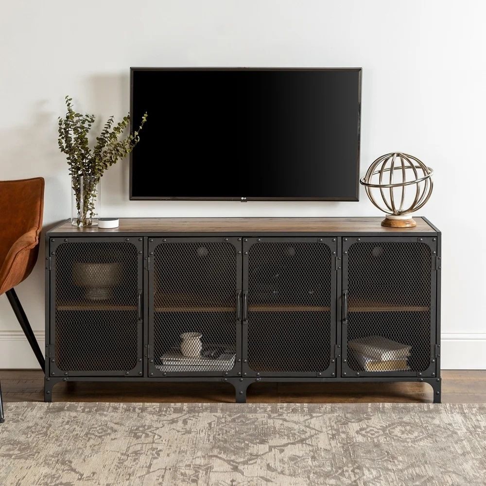 Industrial Wood TV Stand Enclosed Storage TV Media Console with Legs for Living Room Clearhalo 'furn' 'furn_tv_stands_entertainment_centers' 'Furniture' 'Living Room Furniture' 'TV Stands & Entertainment Centers' 'TV Stands & Media Storage Furniture' 'tv_stands_entertainment_centers' 1200x1200_c62aa4dd-10d4-4f90-b9a5-07381f054ae1