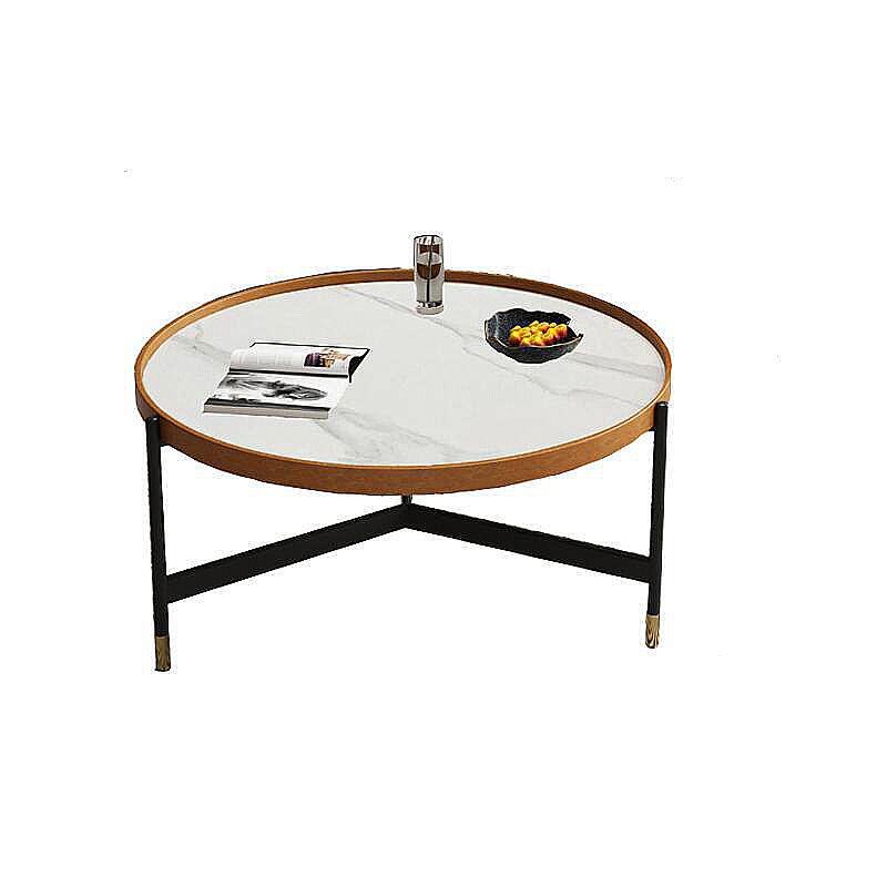 3 Legs Base Design Black Metal Base Rock Slab Top Round Coffee Table Clearhalo 'Coffee & Accent Tables' 'Coffee Tables' 'coffee_tables' 'Furniture' 'furniture_coffee_tables' 'Living Room Furniture' 1200x1200_c62da295-54f9-44cd-b063-7ea6d9a5f771