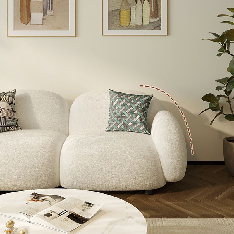 Contemporary 29.52" H White Wool Square Arm Sofa for Living Room