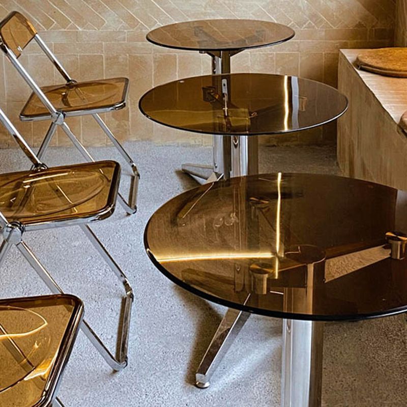 Clear Tempered Glass Dining Table Contemporary Dining Site Table with Tripod Base Clearhalo ' dining_table' 'Dining Tables & Seating' 'Dining Tables' 'furn' 'furn_dining_table' 'Furniture' 'furniture_dining_table' 'Kitchen & Dining Furniture' 'kitchen&dining_furn' 'kitchen' 'kitchen_dining_table' 1200x1200_c62f40e4-d92a-455d-97c8-61997606005d