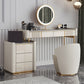 14.96" Wide Stone Makeup Counter Bright White Vanity Tables with Storage Drawers Clearhalo 'Bedroom Furniture' 'furn' 'furn_makeup_vanities' 'Furniture' 'Makeup Vanities' 'makeup_vanities' 1200x1200_c62f801d-ba97-4548-bf41-f1f3bcf387c8