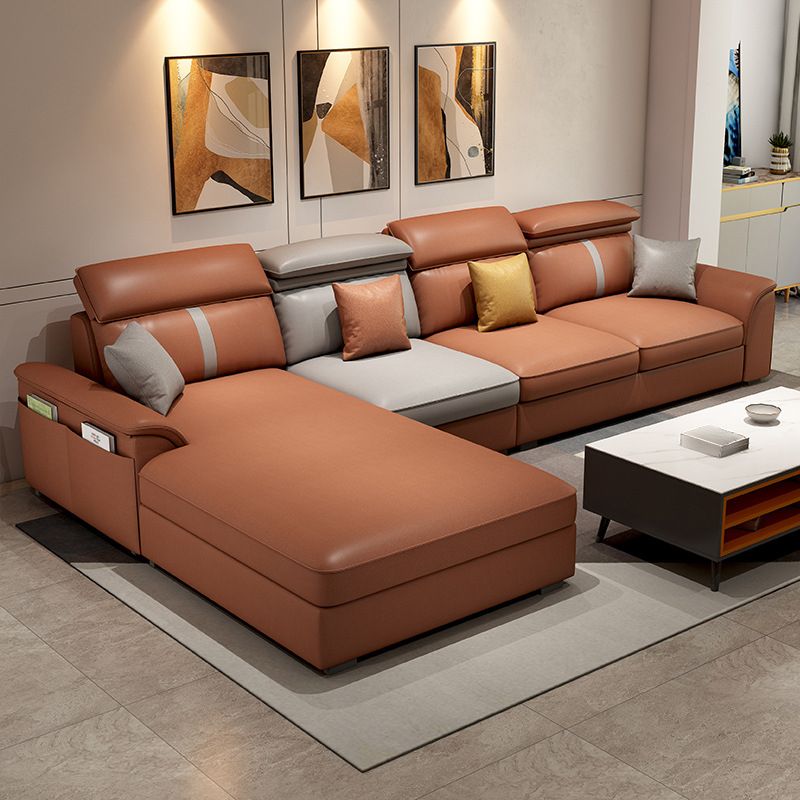 Contemporary Sofa Pillow Back Cushions Sectional with Pillow Top Arm Clearhalo 'furn' 'furn_sectionals' 'Furniture' 'furniture_sectionals' 'Living Room Furniture' 'Sectionals' 1200x1200_c62fc545-b511-4382-8843-7f6ba809ee05