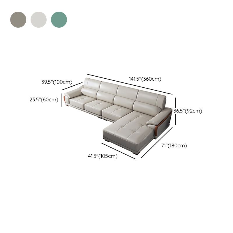 141,73 "a forma di L larga a L vera cuscino in pelle vera braccio sezionale