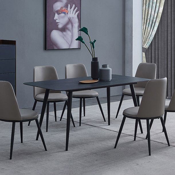 Metal Industrial Rectangle Dining Table Black Sintered Stone Table with 4 Legs Clearhalo ' dining_table' 'Dining Tables & Seating' 'Dining Tables' 'furn' 'furn_dining_table' 'Furniture' 'furniture_dining_table' 'Kitchen & Dining Furniture' 'kitchen&dining_furn' 'kitchen' 'kitchen_dining_table' 1200x1200_c6317c5b-bef9-412e-b2e7-a887b92885a4
