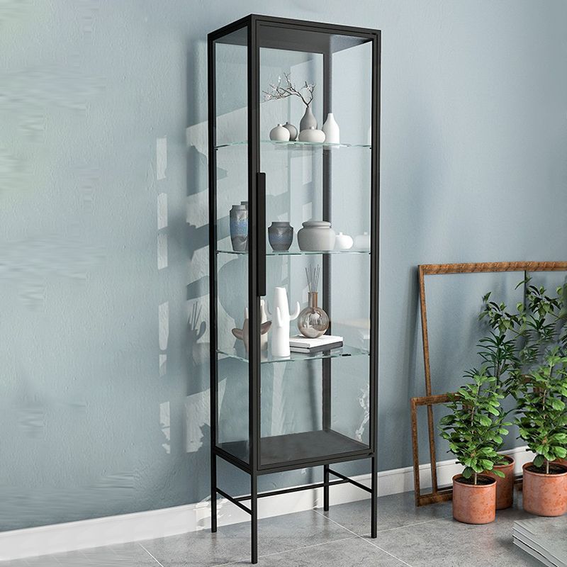 Modern Steel Curio Cabinet Standard 14" W 1 Door Cabinet for Dining Room Clearhalo 'Display & China Cabinets' 'display_china_cabinets' 'furn' 'furn_display_china_cabinets' 'Furniture' 'Kitchen & Dining Furniture' 1200x1200_c633d010-f1ab-4b72-8b7c-8fe09545350f