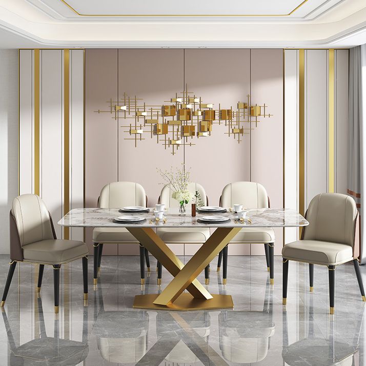 Metal Traditional Luxury Table Rectangle Sintered Stone Indoor Table with Pedestal Clearhalo ' dining_table' 'Dining Tables & Seating' 'Dining Tables' 'furn' 'furn_dining_table' 'Furniture' 'furniture_dining_table' 'Kitchen & Dining Furniture' 'kitchen&dining_furn' 'kitchen' 'kitchen_dining_table' 1200x1200_c6355649-5362-421d-8cab-9887481a1e42