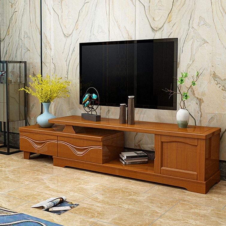 Traditionele tv -media staan ​​met laden Rubberwood Media Console