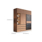 Glass and Wood Wardrobe Cabinet Brown Wardrobe Armoire with Garment Rod Clearhalo 'Armoires & Wardrobes' 'armoires_wardrobes' 'Bedroom Furniture' 'furn' 'furn_armoires_wardrobes' 'Furniture' 1200x1200_c6363287-c8b1-4d09-9615-31710dd42812