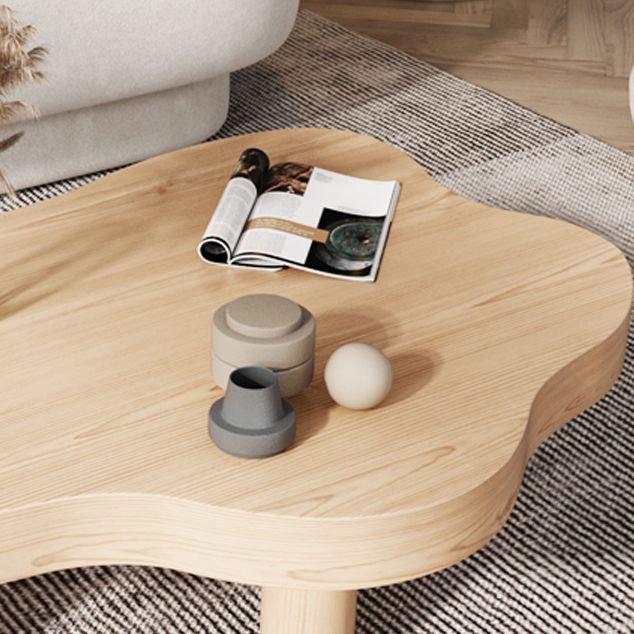 Table de cocktail à 3 pieds, table basse simple nordique en bois massif de forme libre