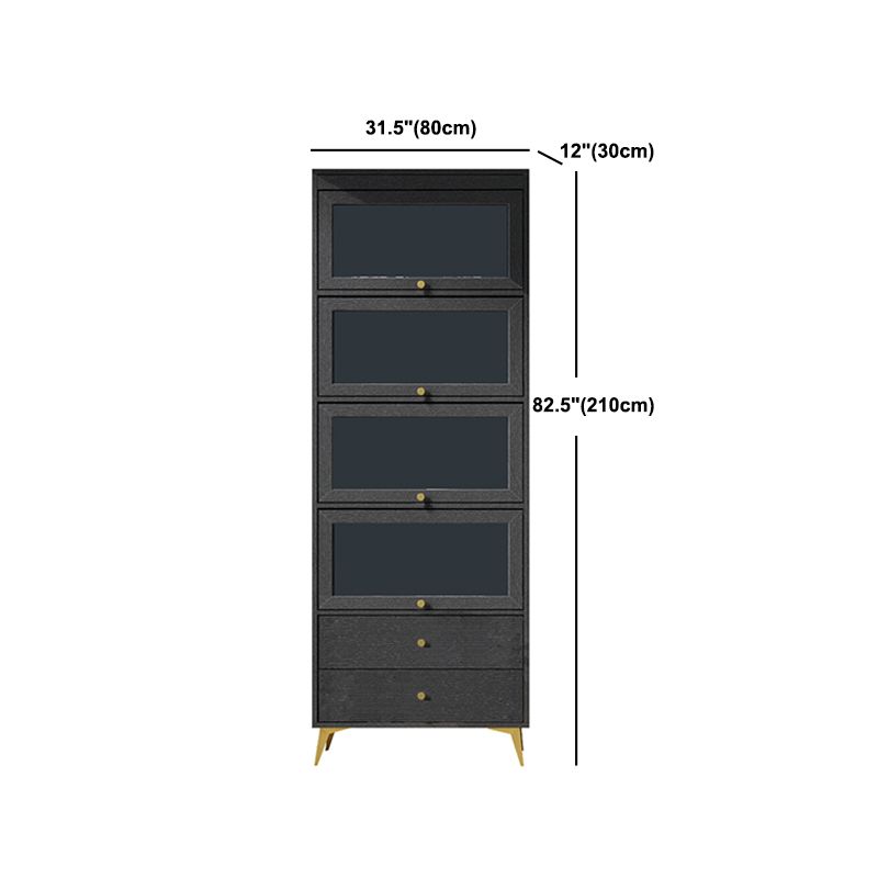 Armoire contemporaine à 2 tiroirs en bois noir, armoire à accent rectangle