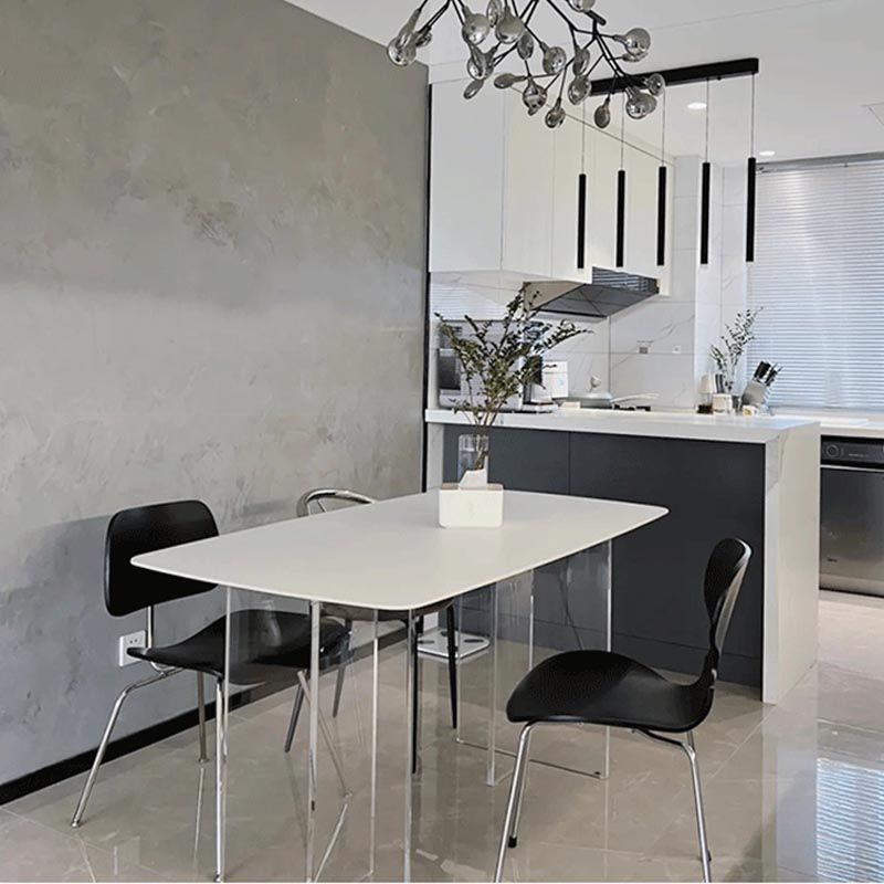Simple Style Dining Table Acrylic Legs Table Home Rectangle Dining Table Clearhalo 'Dining Tables & Seating' 'Dining Tables' 'dining_table' 'furn' 'furn_dining_table' 'Furniture' 'furniture_dining_table' 'Kitchen & Dining Furniture' 1200x1200_c63c794c-7f90-4a25-a227-9047ae5c529d