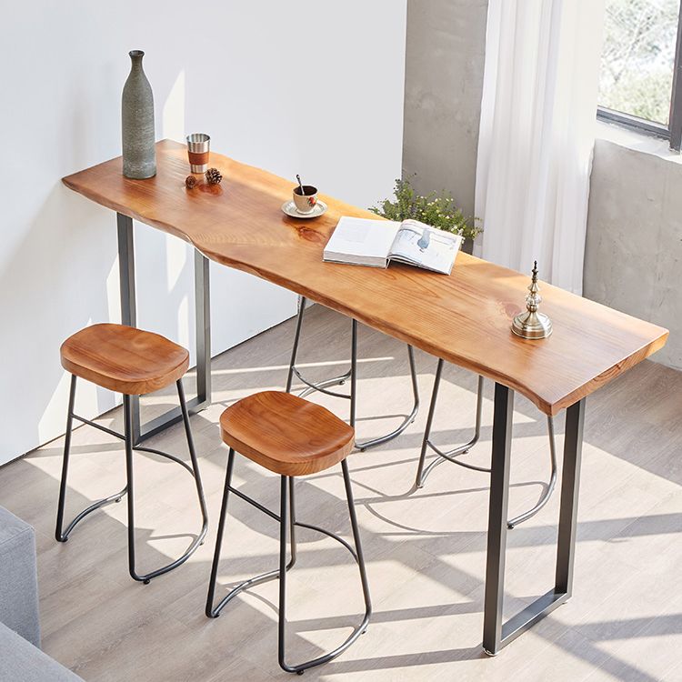 Solid Wood Bar Dining Table Industrial Bar Dining Table with Sled Base in Black Clearhalo 'Bar Furniture' 'Bar Tables' 'bar_tables' 'furn' 'furn_bar_tables' 'Furniture' 'furniture_bar_tables' 'Kitchen & Dining Furniture' 1200x1200_c640bc68-a9a9-4476-b2a0-3648b871ac6f
