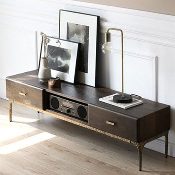 15.75 "W TV Style Industrial Wood Brown Console TV Brown avec tiroir