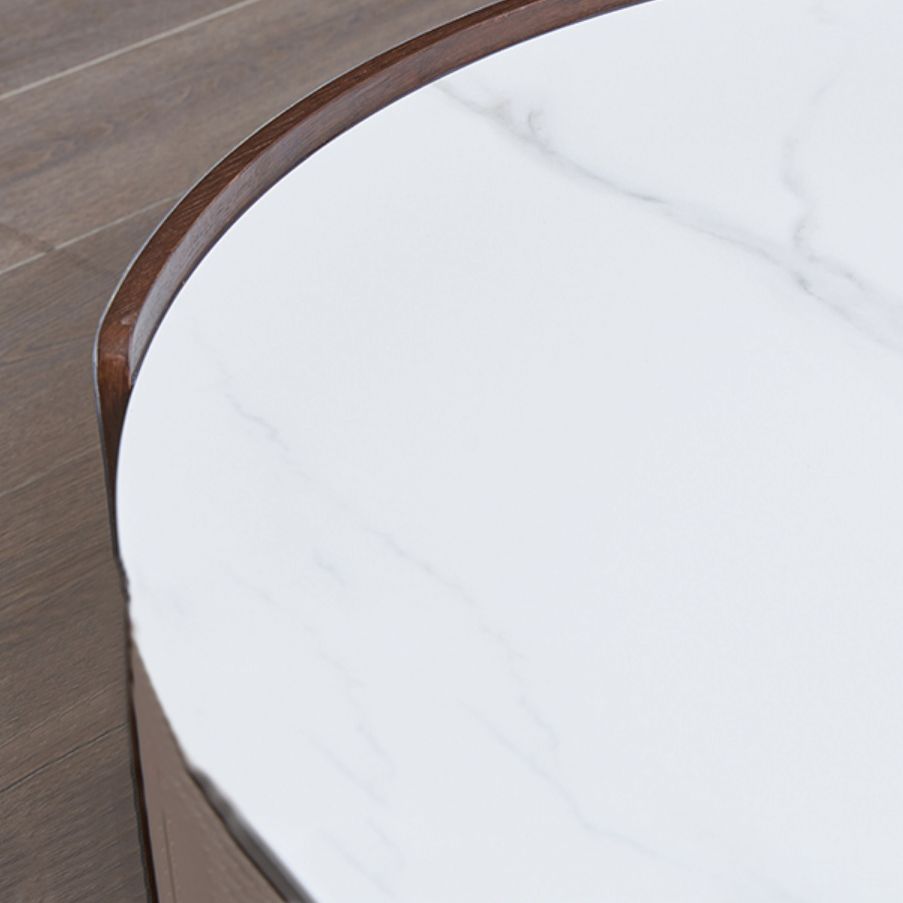 Slate and Leather Drum Coffee Table Modern Round Cocktail Table Set with Storage Clearhalo 'Coffee & Accent Tables' 'Coffee Tables' 'coffee_tables' 'furn' 'furn_coffee_tables' 'Furniture' 'Living Room Furniture' 1200x1200_c642c0e8-3e5a-4bf6-a554-6e0fccf062ea