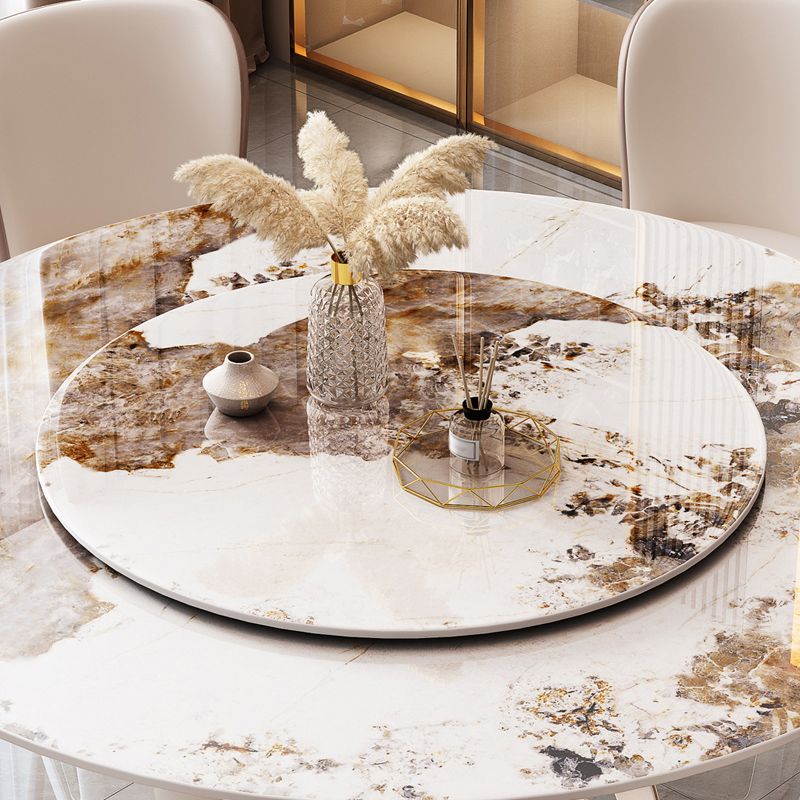 Round Pedestal Table Contemporary Style Stone Dining Site Table with Turntable Clearhalo 'Dining Tables & Seating' 'Dining Tables' 'dining_table' 'furn' 'furn_dining_table' 'Furniture' 'Kitchen & Dining Furniture' 1200x1200_c643f290-5aff-4fc1-912b-fa1c71c71cfb